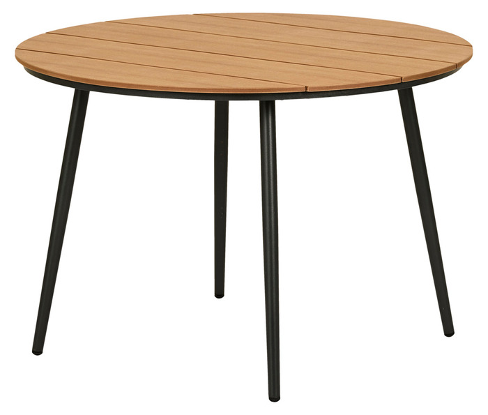 Trädgårdsbord Madrid Svart/Teak Ø110 cm Sunlife